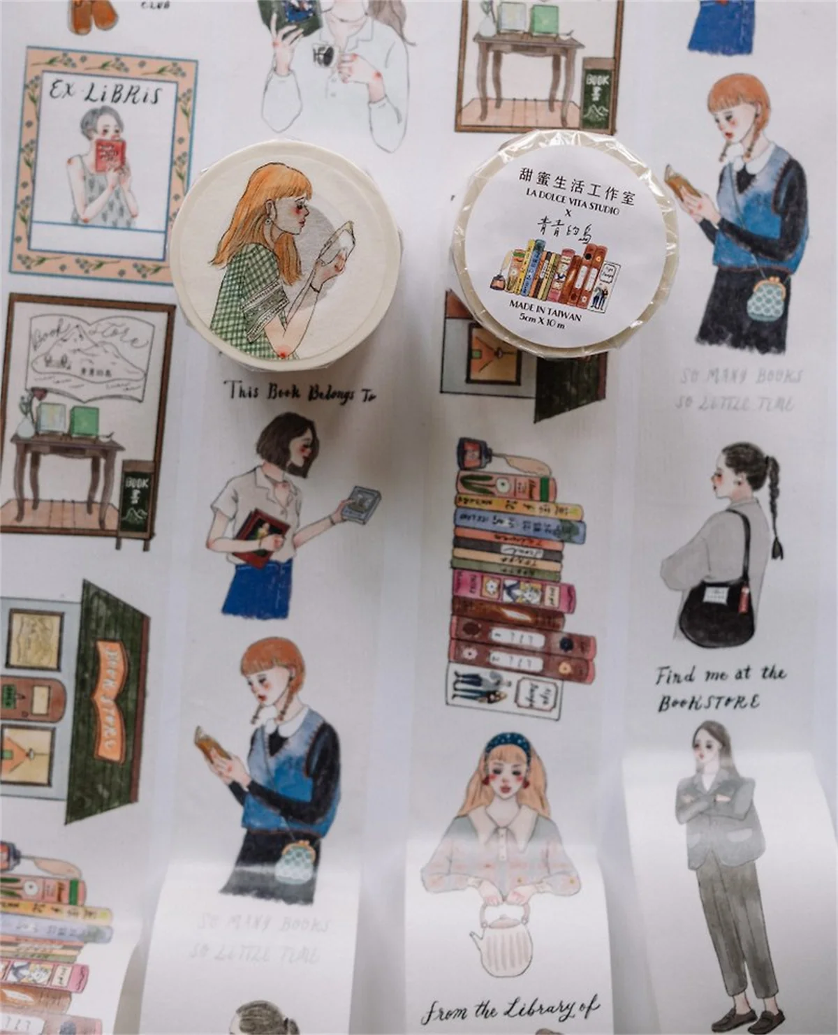 라 돌체 비타 스튜디오 빈티지 라이프 서점 소녀 와시 pet 테이프, 플래너 카드 제작, DIY 스크랩북 장식 스티커