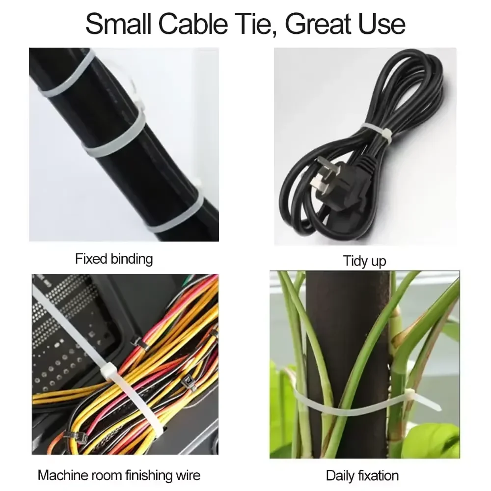 1000/100Pcs Plastic Nylon Cable Ties Self-locking Cord Ties Straps Adjustable Cables Fastening Loop Home Office Wire Zip Ties