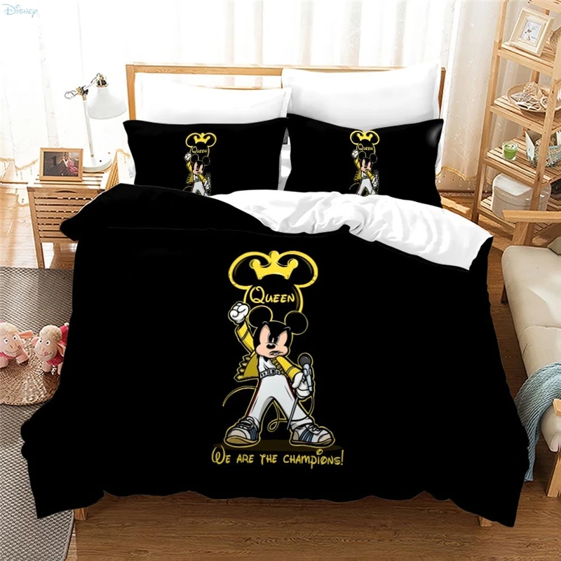 Mickey Mouse Minnie Mouse Couples Hold Hands Bedding Set Cartoon 3d Duvet Cover Sets Pillowcase Boys Girls Children Bedclothes