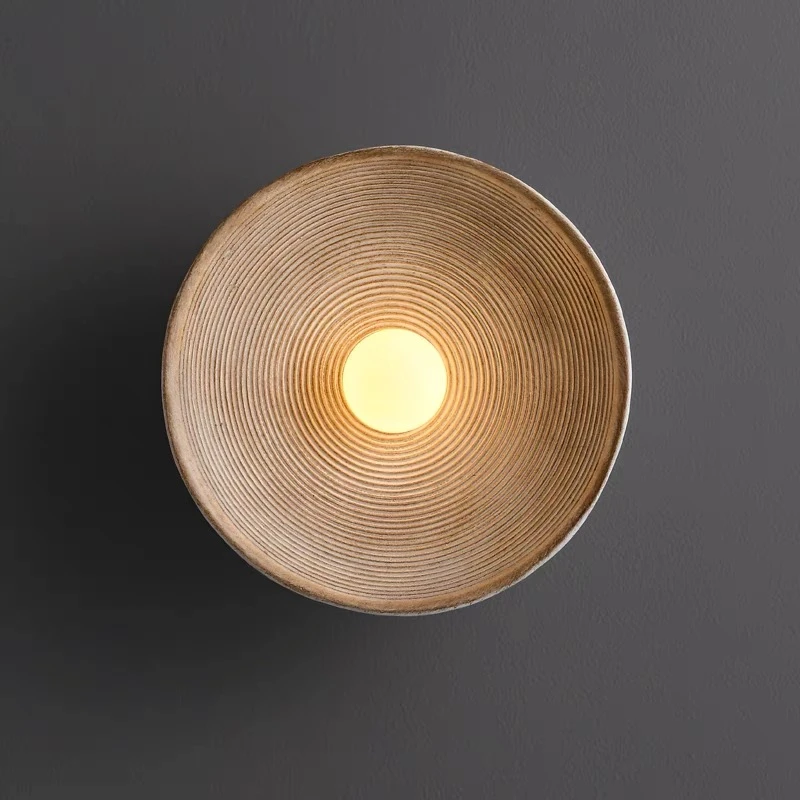 

Circle Retro Wall Lamp Japanese Style Resin Wall Light for Living Room Bedroom Bedside Aisle Decorate Sconce Lighting Fixtures