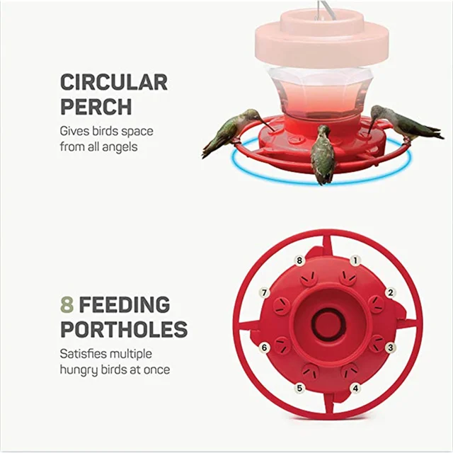 Hummingbird Feeder with 8 Feeding Hanging Bird Feeder Ant and Bee Proof Flower Shape Hummingbird Feeder for Garden Outdoor 5