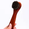 Small Round Head Horsehair Brush with Handle Multi-Functional Face and Hat Brush Soft Bristle No Shedding Leather Shoe Brush 2