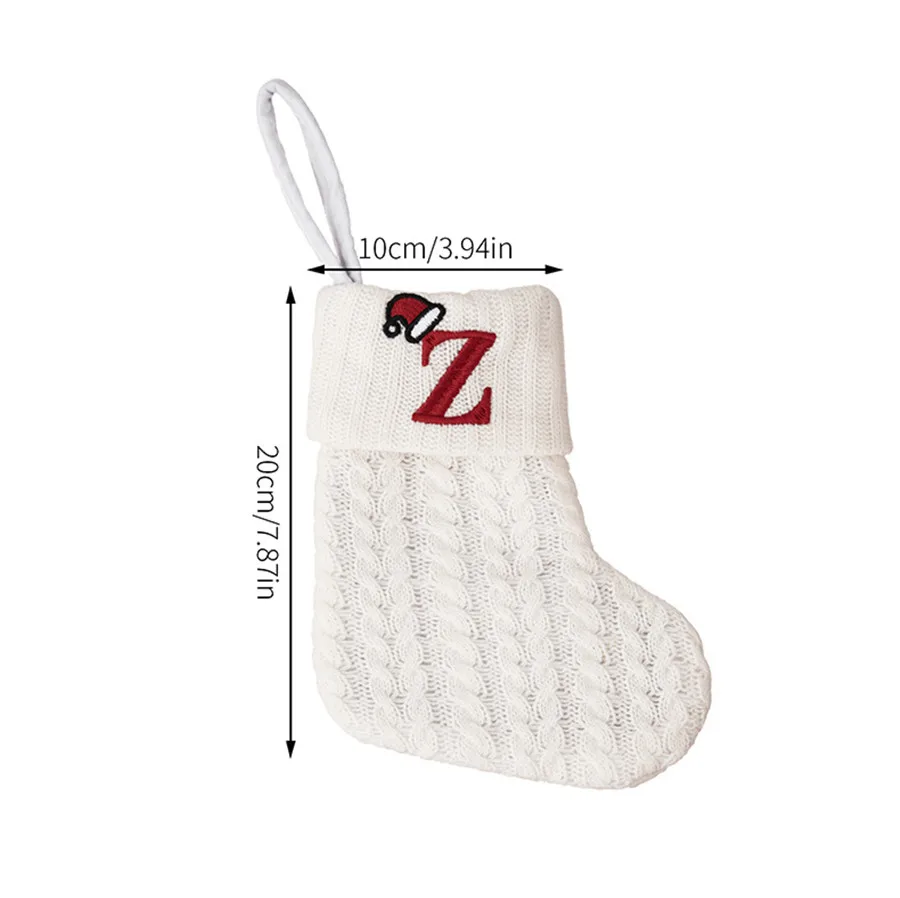 Christmas Stockings 1PC A-Z Letter Hanging Christmas Stockings Knitted Socks Christmas Tree Hanging Family Party Decoration