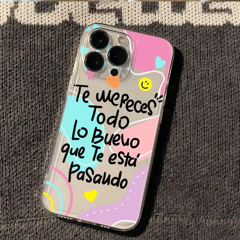 Motto Cartoon Letter Transparent Soft Phone Case Cover