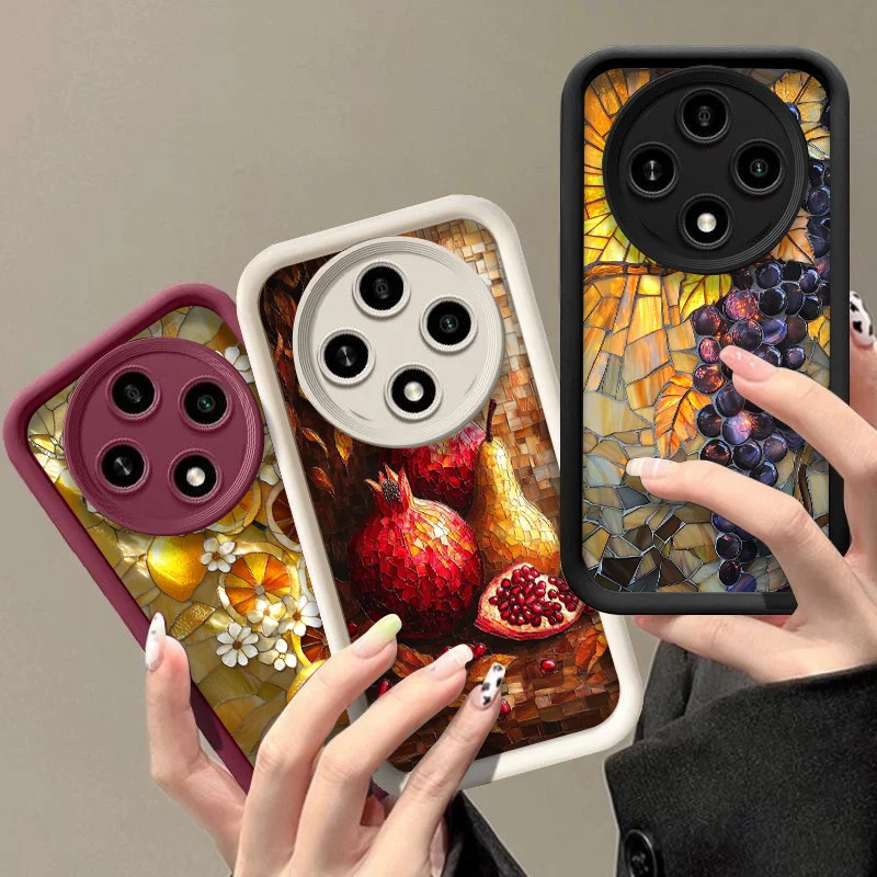 Creative Retro Fruits Marble Texture Printed Phone Case Cover