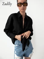 Zadily Minimalist Oversize Black Button-Up Blouse 1