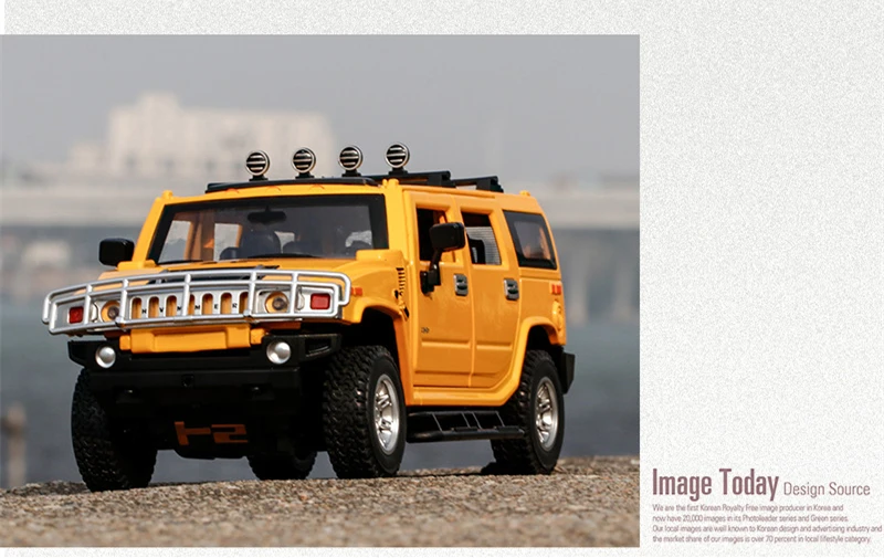 1/24 HUMMER H2 Alloy Car Model Diecasts & Toy Metal Off-road Vehicles Car Model Simulation Sound and Light Collection Kids Gifts