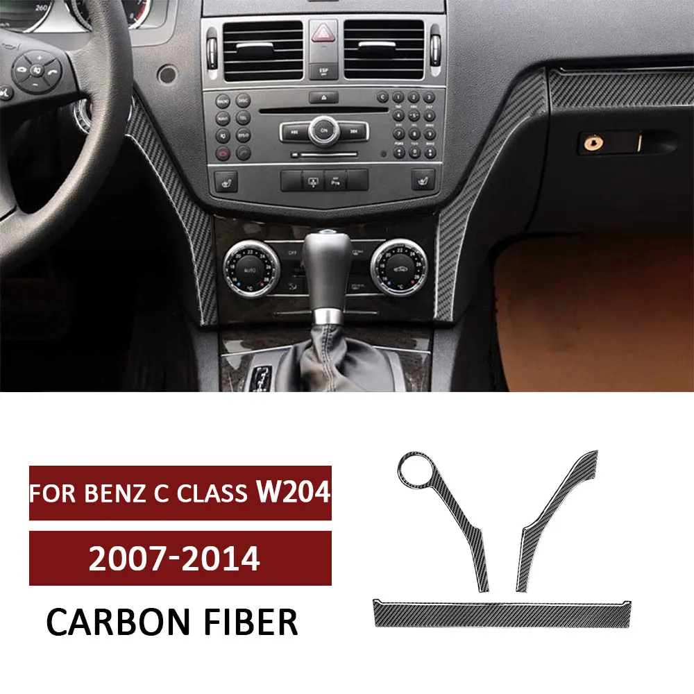 

Car Central Control Instrument Panel Trim Sticker for Mercedes Benz C Class W204 2007-2014 Carbon Fiber Decor Auto Accessories