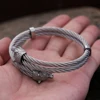 Men's Stainless Steel Norse Viking Double Wolf Head Bracelet Punk Biker Vintage Animal Bangles Charm Trendy Jewelry Dropshipping 5