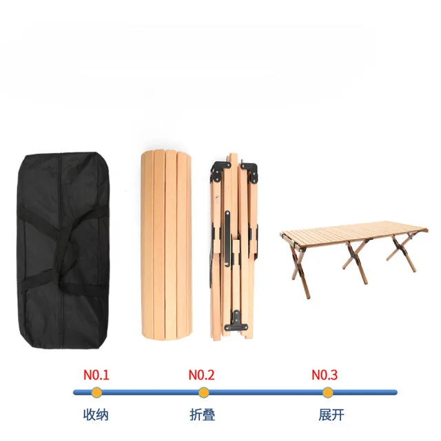 120 Cm -Es Bükk Tojás Asztal Összecsukható Szilárd Fa Kültéri Hordozható Teak - Image 4