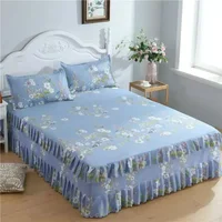 Bed Skirt Cotton Bedspread Set Embroidery Bed Dress Pillow Cases 3 Pieces/Set For King/Queen Double 1.5/1.8/2M Sheet Cover 5