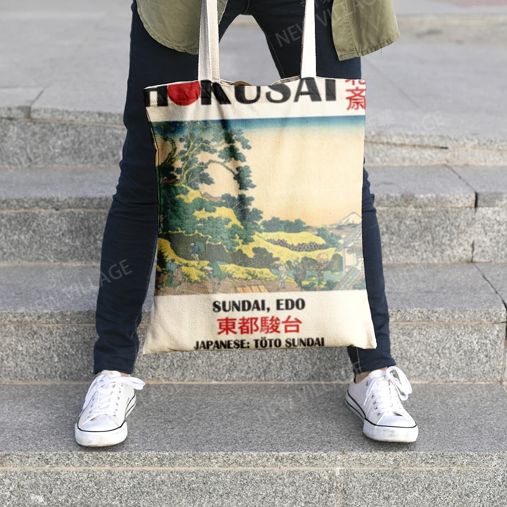 Canvas shoulder bag organization storage Handbags cosmetics travel Women's bag Shopping Fabric pouch nordic boho grocerie
