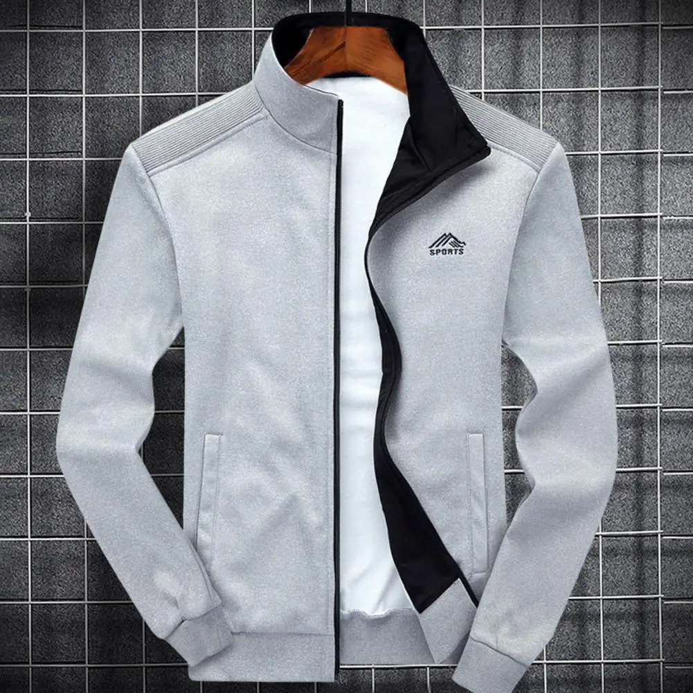 

Sportswear Set Casual Ribbed Cuff Jacket Elastic Waist Trousers Male Coat Pants Zipper Coat Drawstring Pants Streetwear
