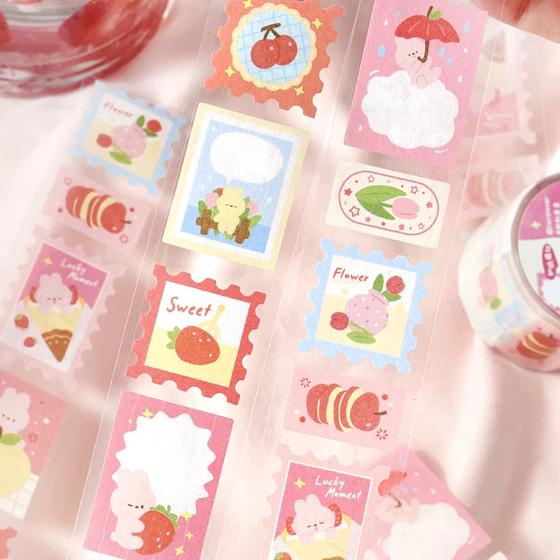 30mm * 3m 포레스트 스위트 프루트 하우스 시리즈 카와이 동물 꽃무늬 라벨 다이 커팅 테이프 DIY 스크랩북킹 재료