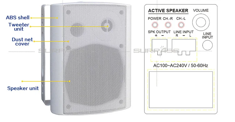 High Quality Indoor And Outdoor Wall-Mount Stereo Speaker Public Broadcasting System PA System Wall Blue-tooth Speaker Pro Audio