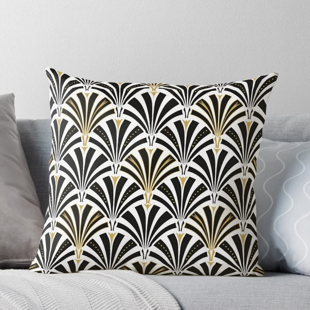 

Art Deco fan pattern, black and white Throw Pillow Pillows Aesthetic Cushions For Decorative Sofa Sofa Cushion Cover Cushions
