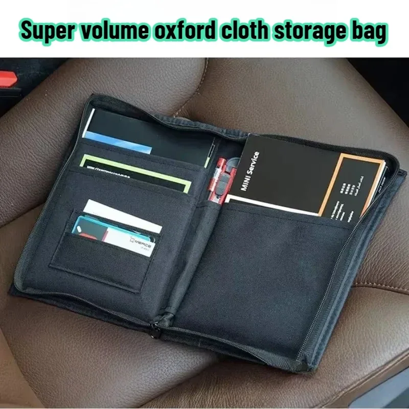 Car Interior Supplies Oxford Cloth Multi-pocket Portable Document Storage Bag Glove Box Manual Registration Card Storage Bag
