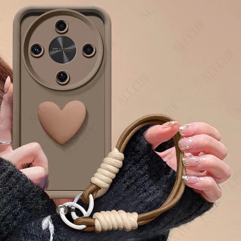 Shockproof Love Heart Hand Strap Phone Case with Enhanced Protection