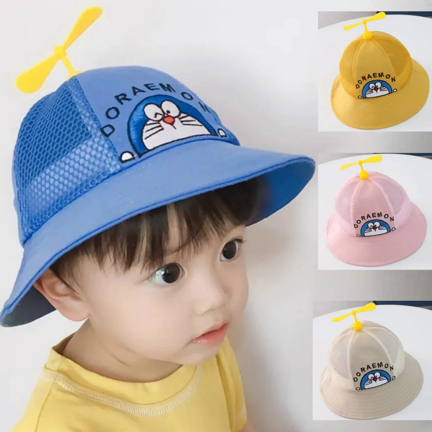 Doraemon Bucket Hat Cute Cartoon Anime Beach Round Cap Full Fabric