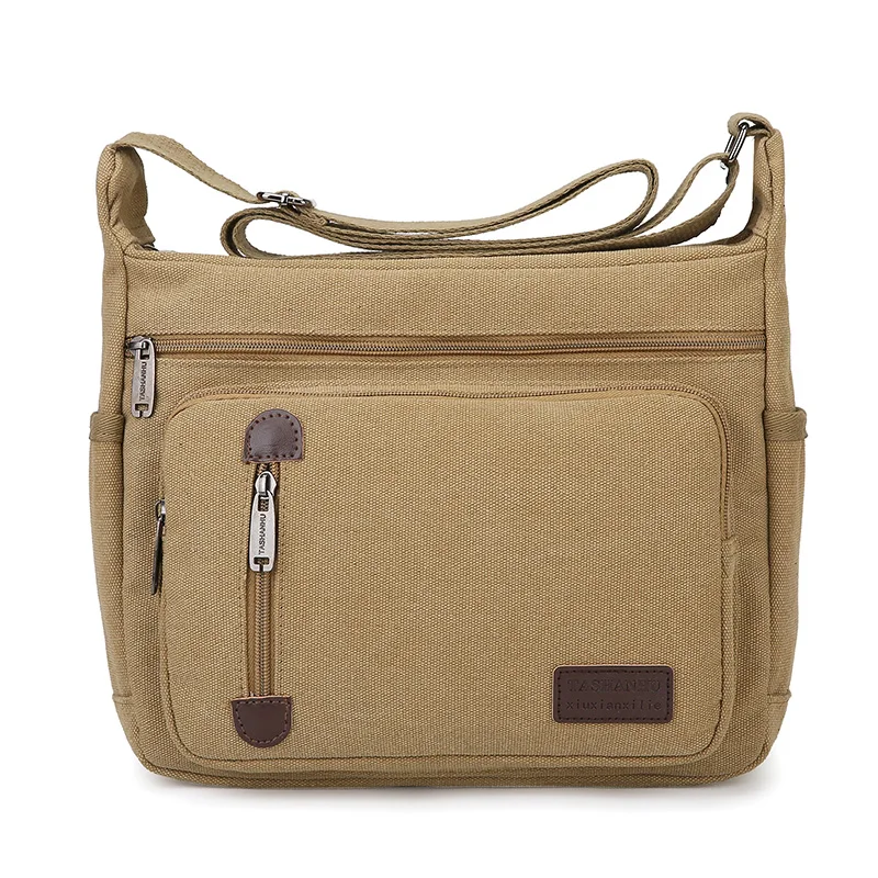 Men's Multi Pocket Casual Shoulder Bag - Adjustable Shoulder Strap, Zipper Closure, Ideal for Daily Commuting