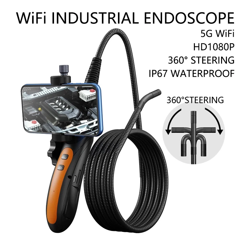 Industrial Endoscope Camera 5G WiFi 8MM HD1080P 360° Steering