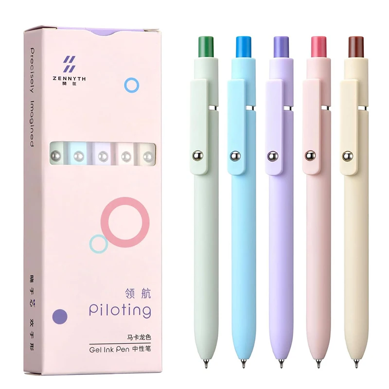 5pcs/set Piloting Morandi Colour Gel Pens Soft Touch Quick Dry Smooth 0.5mm Gel Ink Pen For School Student Writing Stationery 4