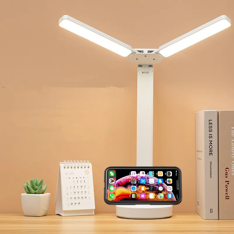 

USB Dimmable Touch Reading Lamp LED Desk Lamp with Pen Holder Night Light Foldable Table Lamp with Calendar Temperature Clock
