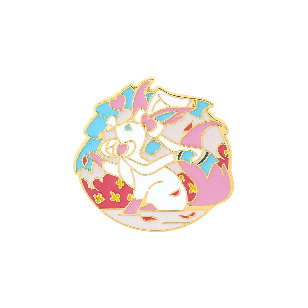 Broche Vintage Pokémon Évoli (Eevee) 1996 - Métal Doré - 2.5cm - Occasion Bon état
