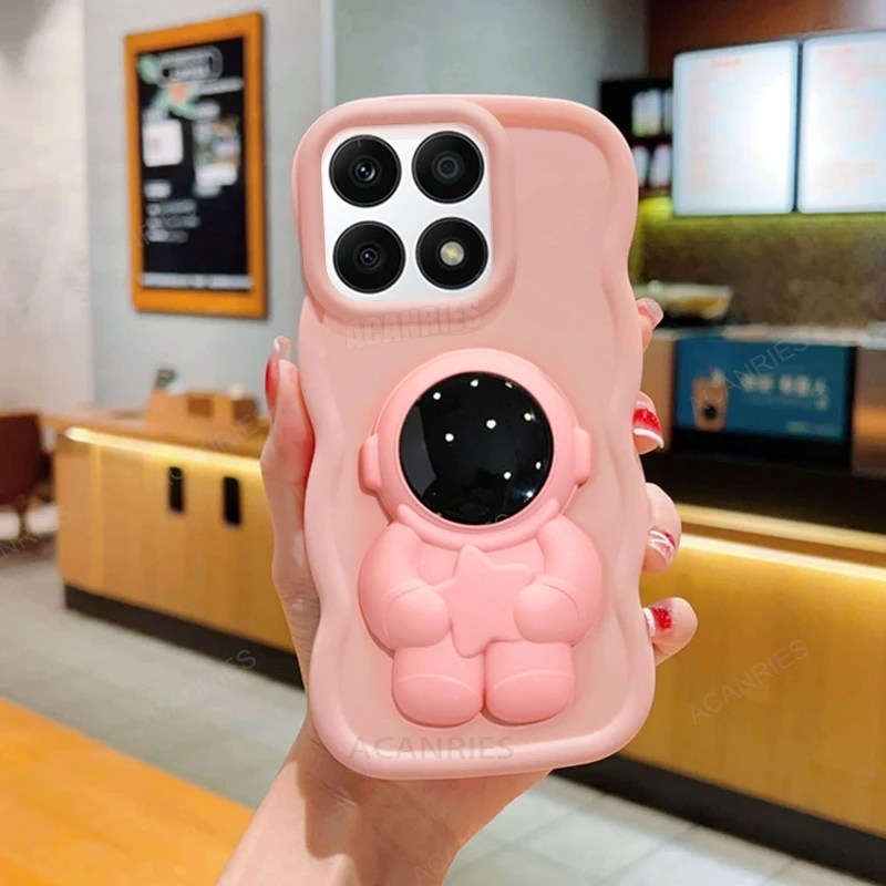 Honorx8 Astronaut Holder Wavy Silicone Case For Huawei Honor X8 X8a X6 4g 5g X7 X7a X7b X8b X9b 90 70 Magic 5 6 Lite Stand Cover_voghion.com