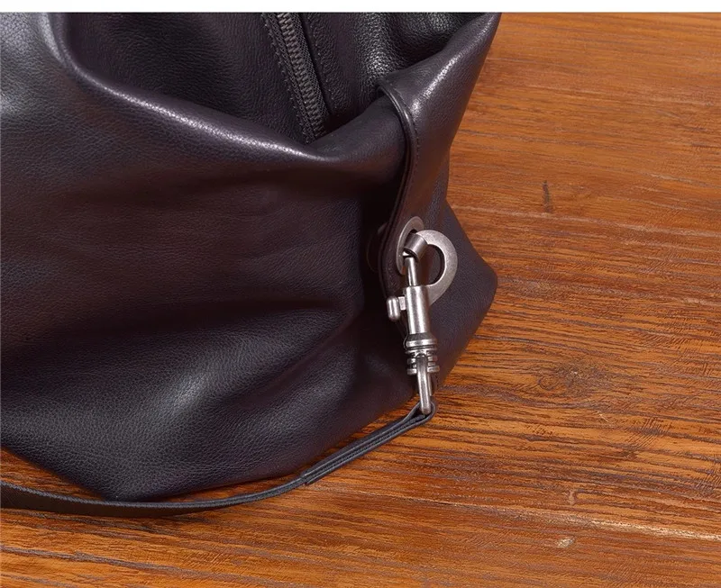 PNDME Mode-Organizer Designer handgefertigte personalisierte echtes Leder Herren schwarzer Rucksack multifunktionale Umhängetasche – Detail 18