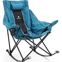 Oversized Rocking Camping Chair, Fully Padded Patio Chair with Side Pocket and Carry Bag, High Back Portable Lawn Recline 1