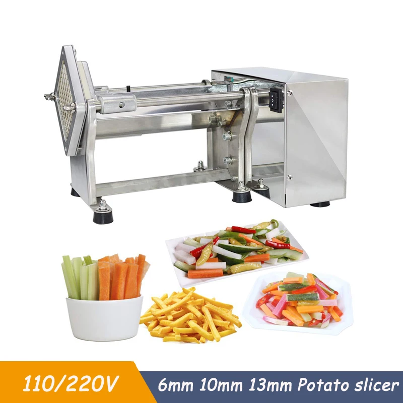 110/220V Electric Patato Cutter French Fries Silcer Vegetable Fruit Shredding Cutting Machine With 3 Blades