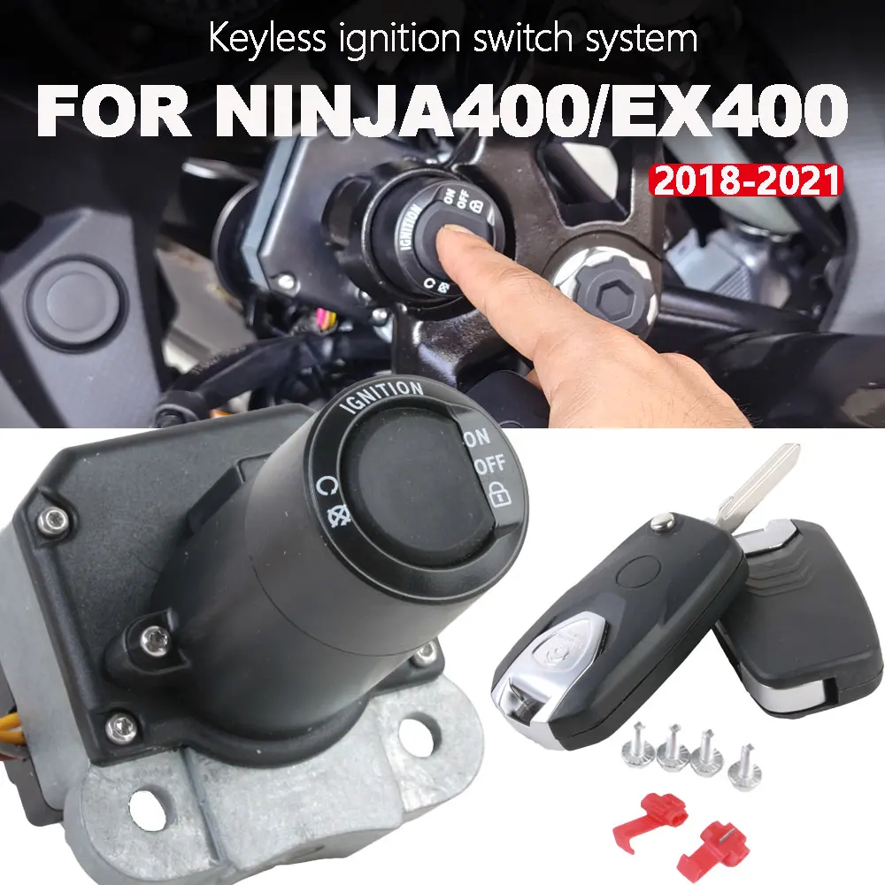 오토바이 점화 스위치 가와사키 EX400 Ninja400 용 도난 방지 키리스 시작 시스템, 닌자 400 액세서리 2018 2019 2020 2021