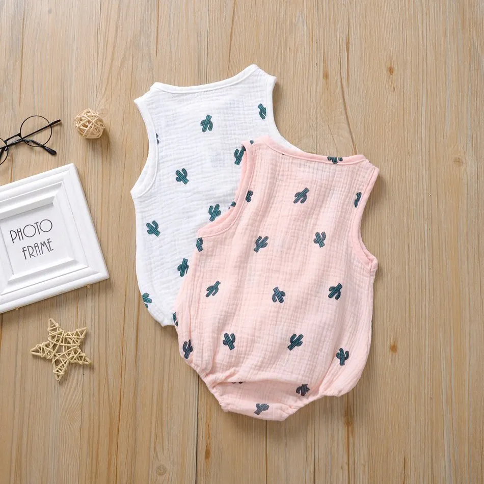 Baby Bodysuits expensive Summer Newborn Unisex Baby Clothes Sleeveless Infant Kids Bodysuit Boy Girl Cactus Cherry Print Jumpsuit Clothing for 0-24 Month bright baby bodysuits	