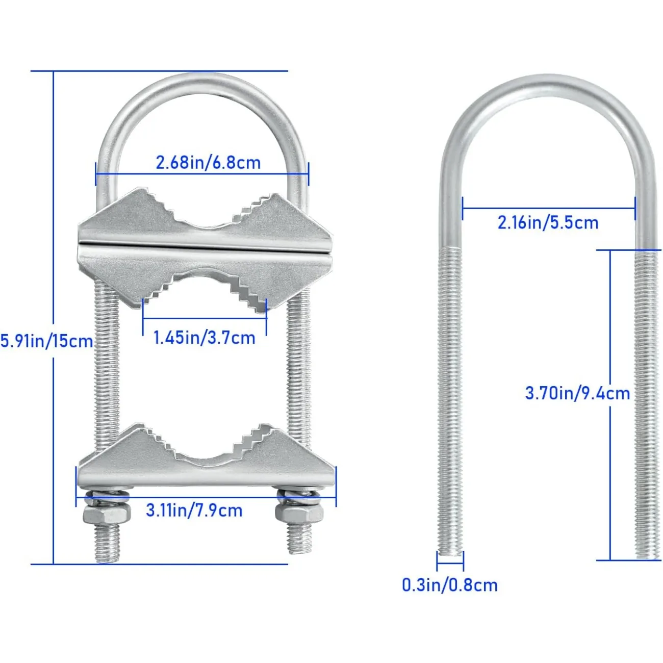 Double Antenna Mast Clamp V Jaw Block U Bolts Heavy Duty Mast to Mount Bracket Kit for Outdoor Antenna 2 sets external antenna shortwave antenna
