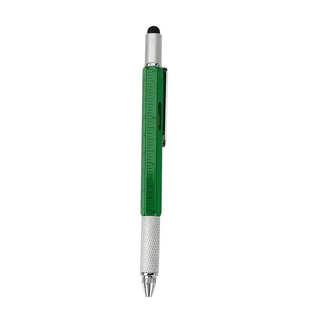 Multifunctional Tool Pen Multi-Function Tool Pen Level Scale Touch Screen 6in1 Metal Ballpoint Pen For Construction Engineers Working Scenes