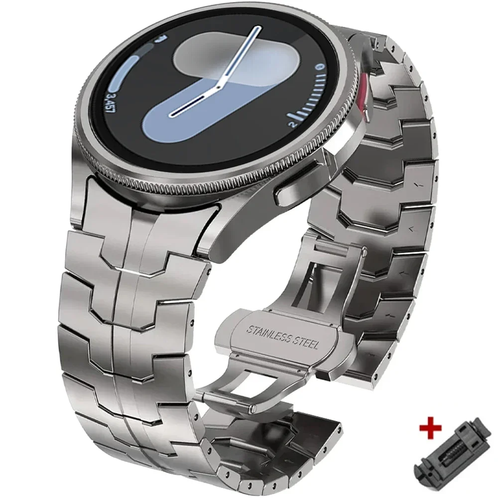 Elegant Stainless Steel No-Gap Metal Watch Strap with Quick-Release Bracelet