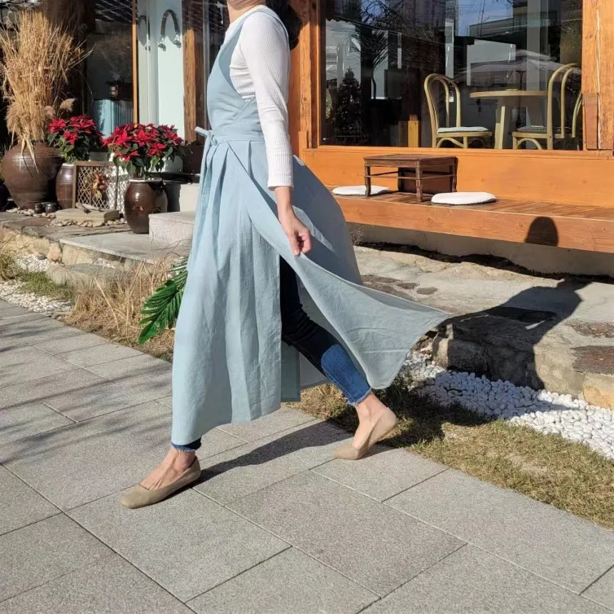 여성용 포켓 가운 스트랩 앞치마, 미용사 레스토랑 히어로 셰프 앞치마, 플로리스트 작업복, 원피스 쿡 피나포어 주방 액세서리