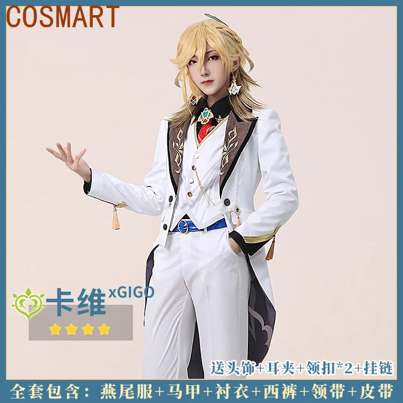 

COSMART Genshin Impact Kaveh Tuxedo Game Suit Gorgeous Handsome Uniform Cosplay Costume Halloween Party Role Play Outfit Men