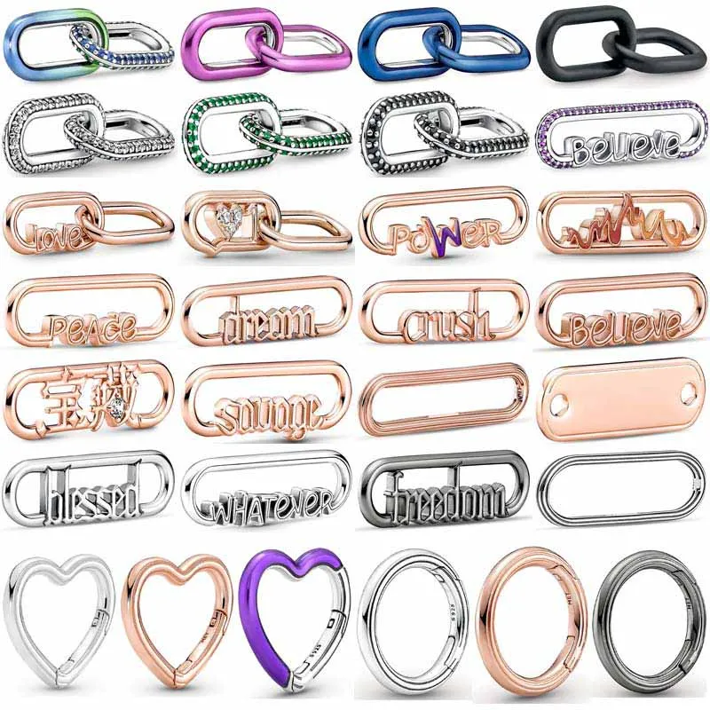 

Me Styling Purple Heart Connector Flame Love It Double Link Beads 925 Sterling Silver Me Charms Fit Fashion Bracelet DIY Jewelry