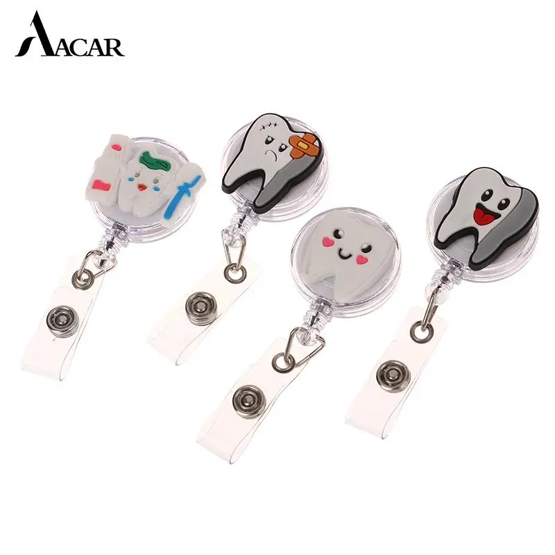 

1PCS Dentist Nurse Doctor Retractable Felt ID Card Badge Holder Reel Keychains Lanyard Alligator Clip