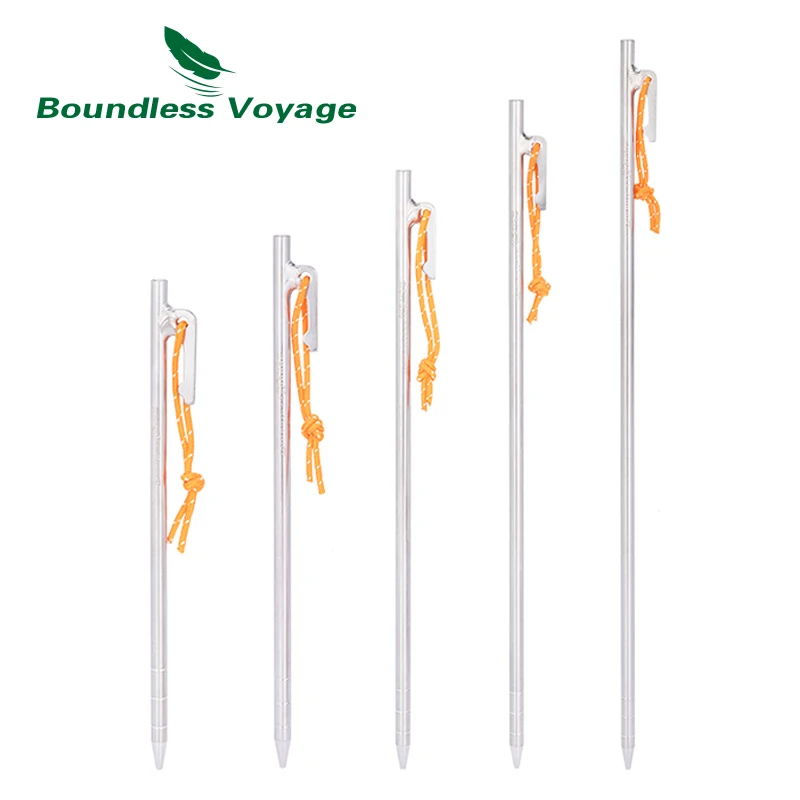 Tent Pegs Stakes Nails Titanium Alloy 20 24 30 35 40 cm For Tent Outdoor Camping Hard Snow Floor tent pegs