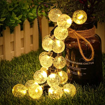 Solar String Lights Outdoor 200 Led Crystal Globe Lights Waterproof Solar Festoon Fairy Light for Garden Christmas Ramadan Decor 19