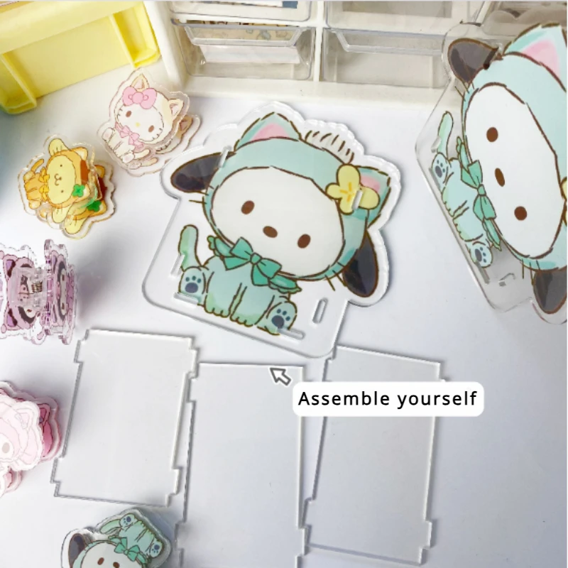 Pen Holder Cute Acrylic Sanrio Pen Holder Transparent Multifunctional Children's Desktop Large Capacity Stationery Storage Box Organizer