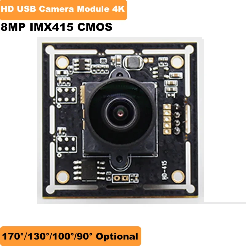 

HD 4K USB Webcam 8MP CMOS IMX415 100 130 170 Degree Wide Angle USB 2.0 Camera Module High Speed 30FPS 3840*2160 MJPEG YUV