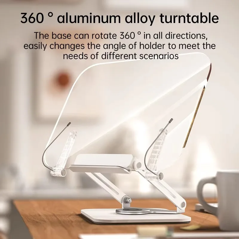 s Metal Aluminum Alloy Transparent Clear Acrylic Reading Stand 360 Rotate Adjustable Folding Bookend