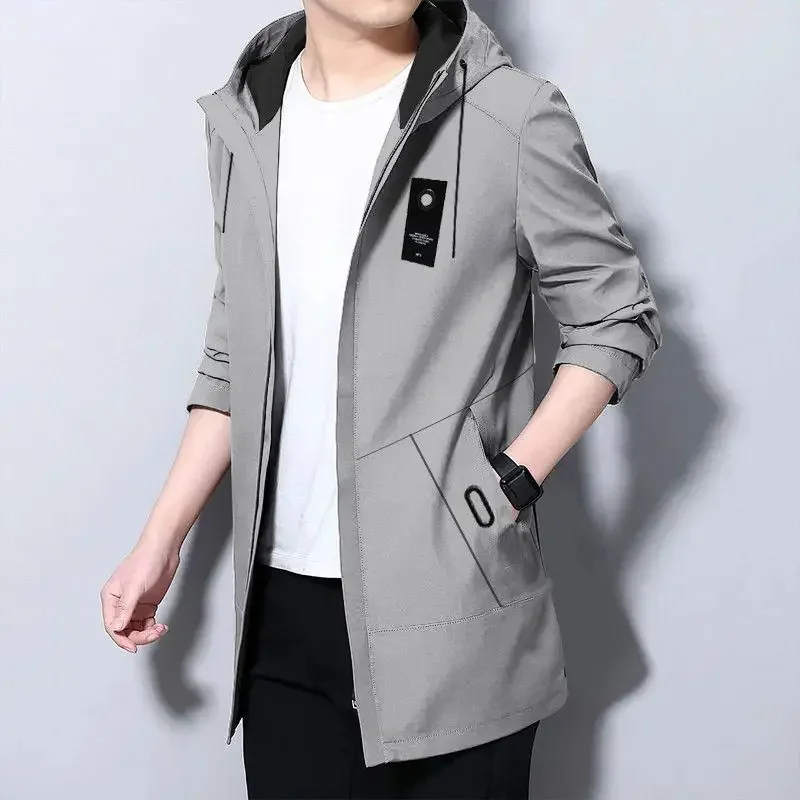 

2023 Spring and Autumn New Men's Coat Casual Loose Medium Long Trench Coat Handsome Tide INS All Jacket men clothing