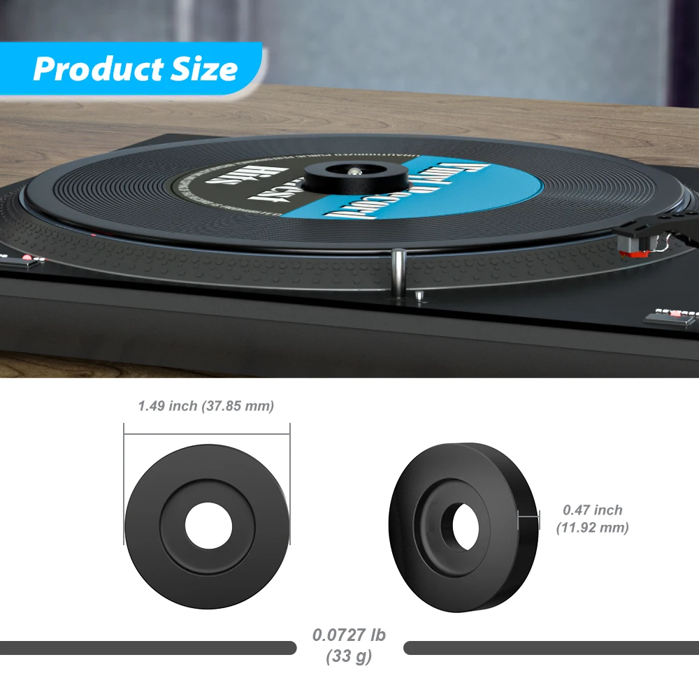 45 RPM Turntable Adapter Aluminum 7 inch EP Record Turntable Phonograph Vinyl Record Center Adapter