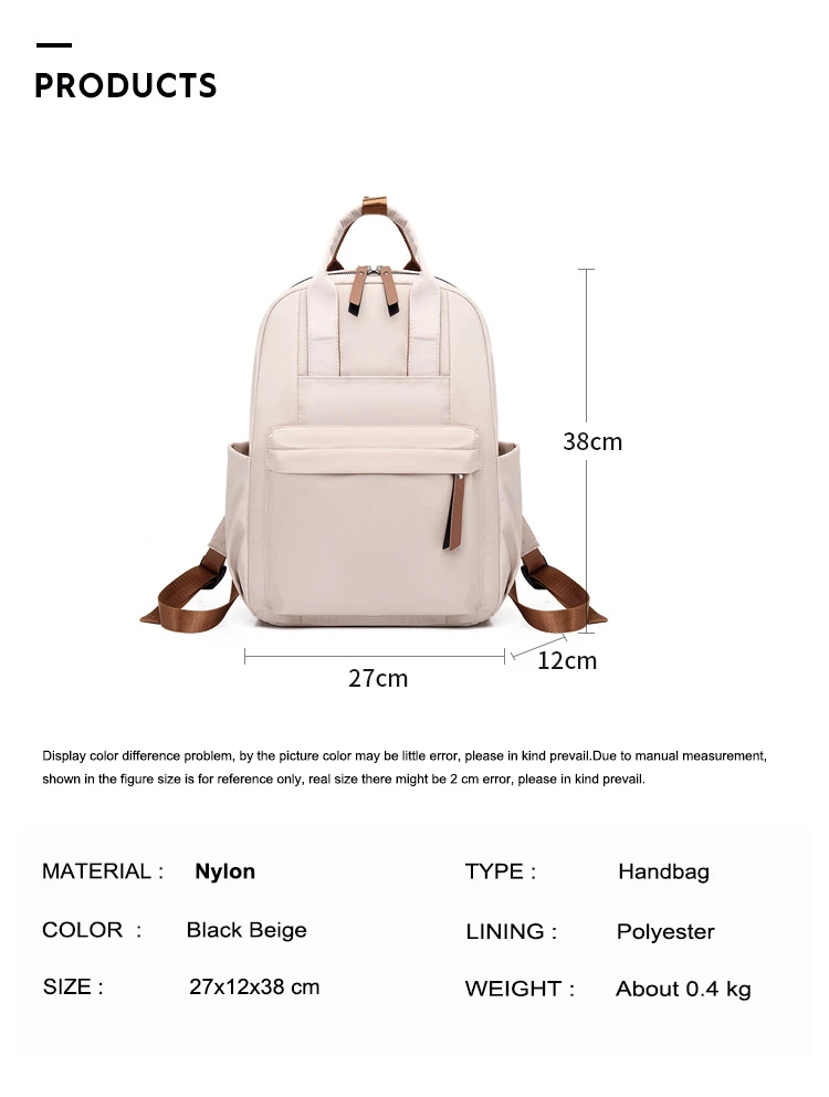 Nylon Women's Backpack Solid Color Women's Bag 2022 Trend School Backpacks for Women Backpack for Girls Anti-Theft Backpack