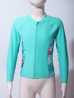 Kids Girls 4PCS Printed Swimsuit Long Sleeve Outerwear with Sleeveless Crop Top Briefs Shorts Bathing Suit Rash Guard Swimwear 4